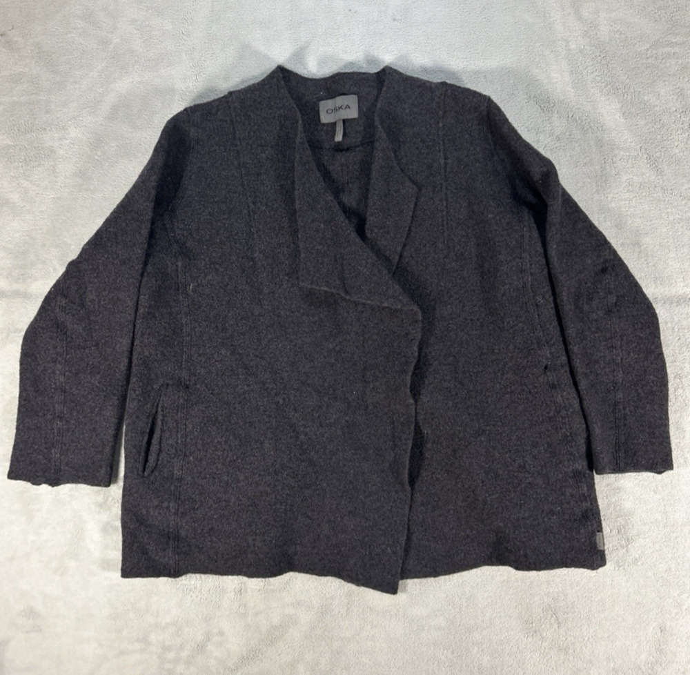 OSKA Moessmer Boiled Wool Cardigan Coat Womens Size 4 Minimalist Jacket Granola
